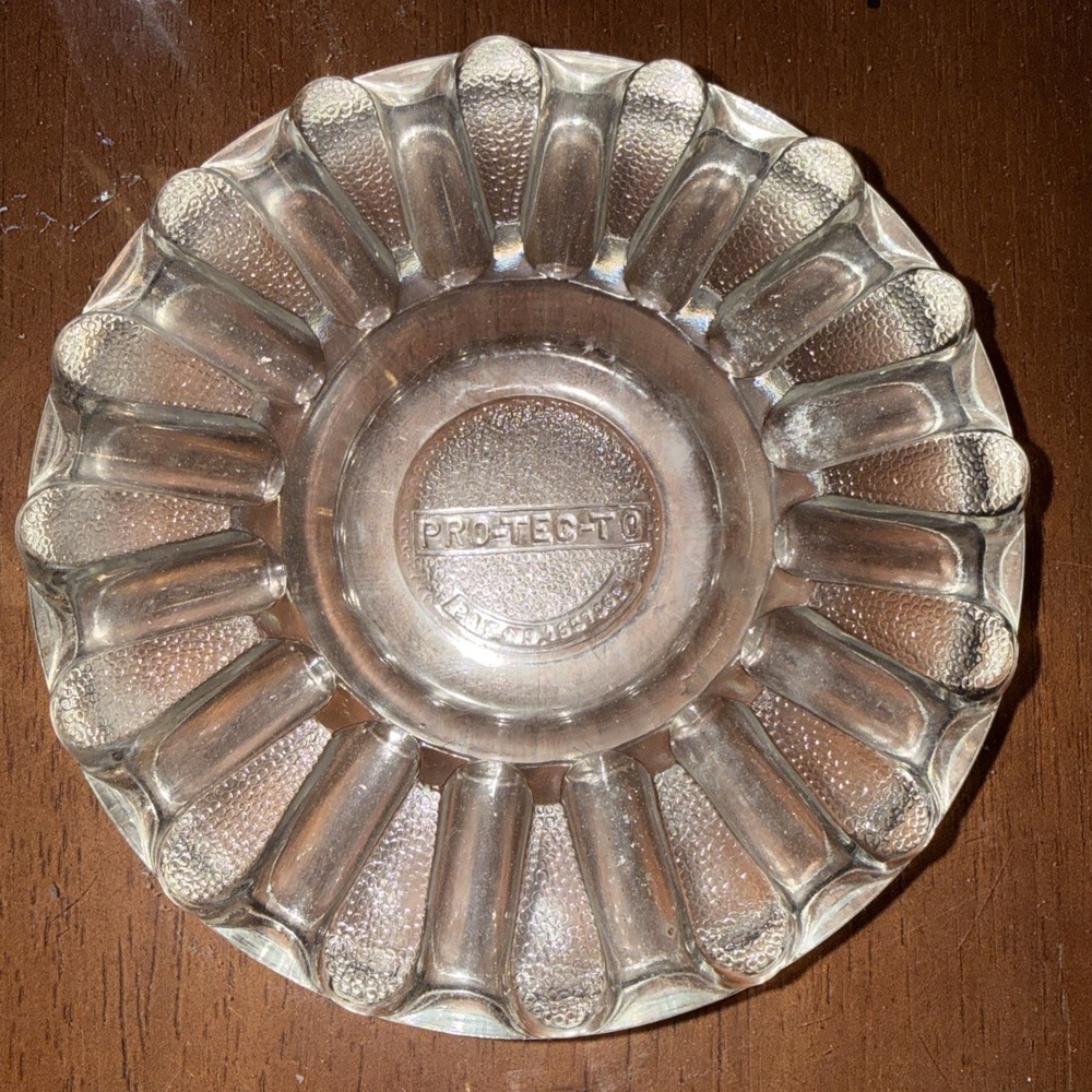 Vintage 1930s Art Deco Textured Heavy Glass PRO-TEC-TO Table Trivet or Ashtray